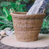 cesto cestaria fibra natural tramada redondo alca decorativo artesanal boho chic home decor artesanatos china artesintonia 1
