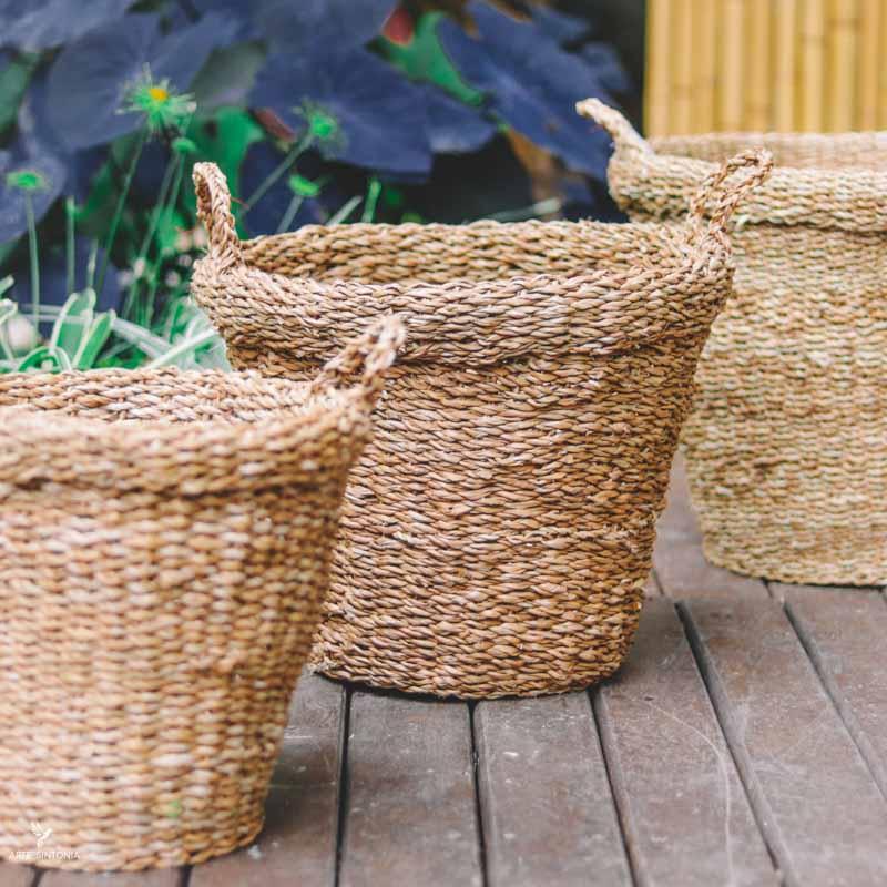 cesto cestaria fibra natural tramada redondo alca decorativo artesanal boho chic home decor artesanatos china artesintonia 8