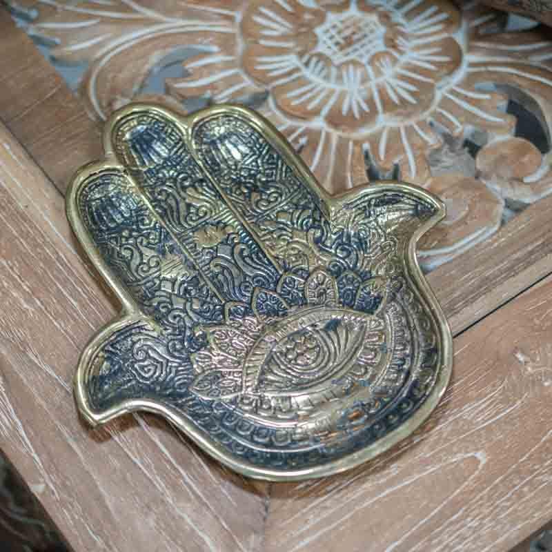 mão hamsá hand bronze arte decorativa decor decoration decoração objeto black gold preto dourado bali indonésia loja artesintonia comprar
