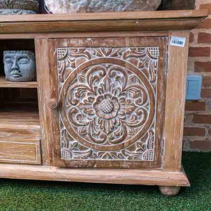 móvel madeira aparador buffet entalhe pintado flores mandalas handmade arte decoração balines indonésia carving wood decoration loja artesintonia compre