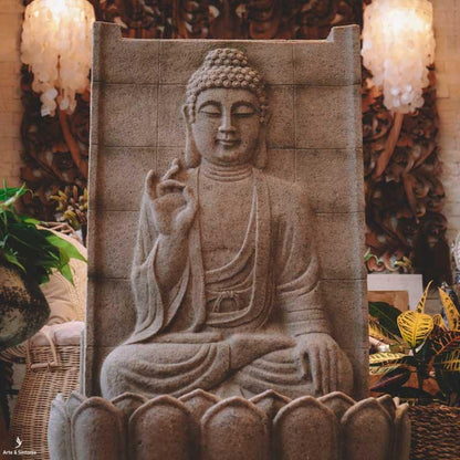 fonte decorativa painel po de pedra resina buda artes budistas feng shui budismo home decor buddha  china buddhism artesintonia 1