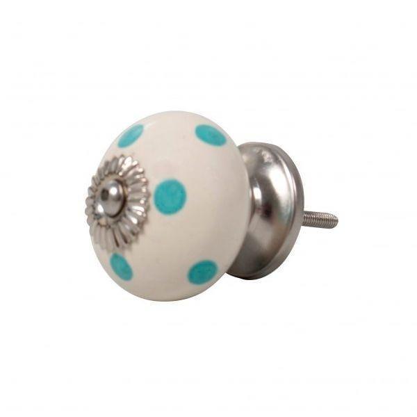 puxador gaveta decorativo ceramica branco bolinha azul artesintonia 1