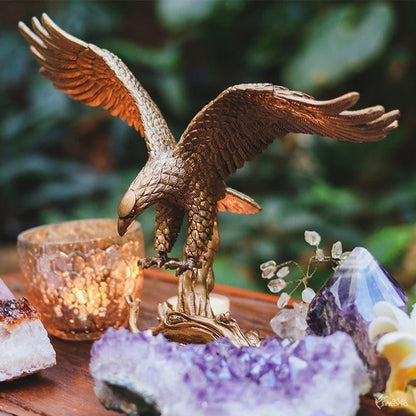 A00402 aguia gold voando escultura animais decorativos home decor artesintonia 10