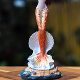 arte sereia balinese decor veronese design resin mermaid laranja