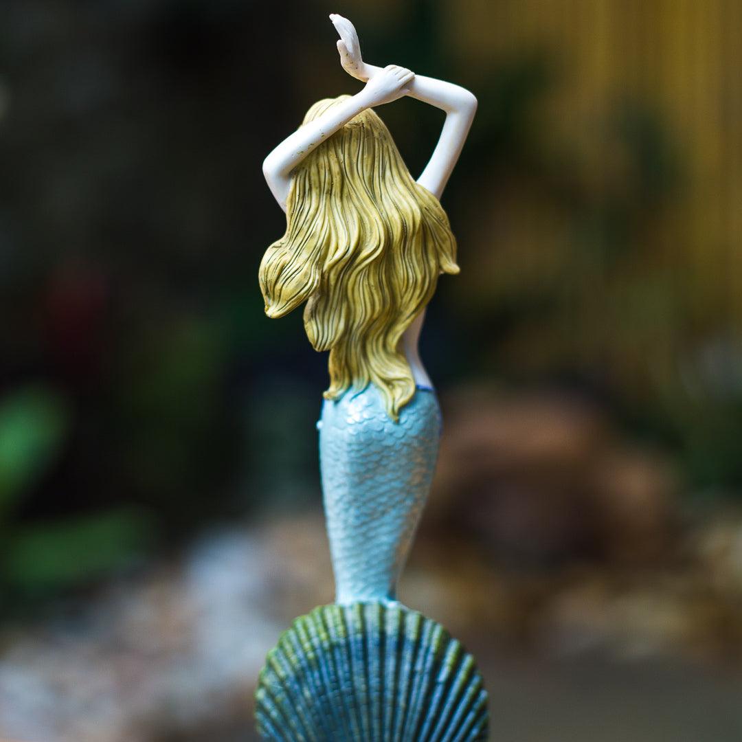 estatueta sereia resina veronese style resin art mermaid concha azul
