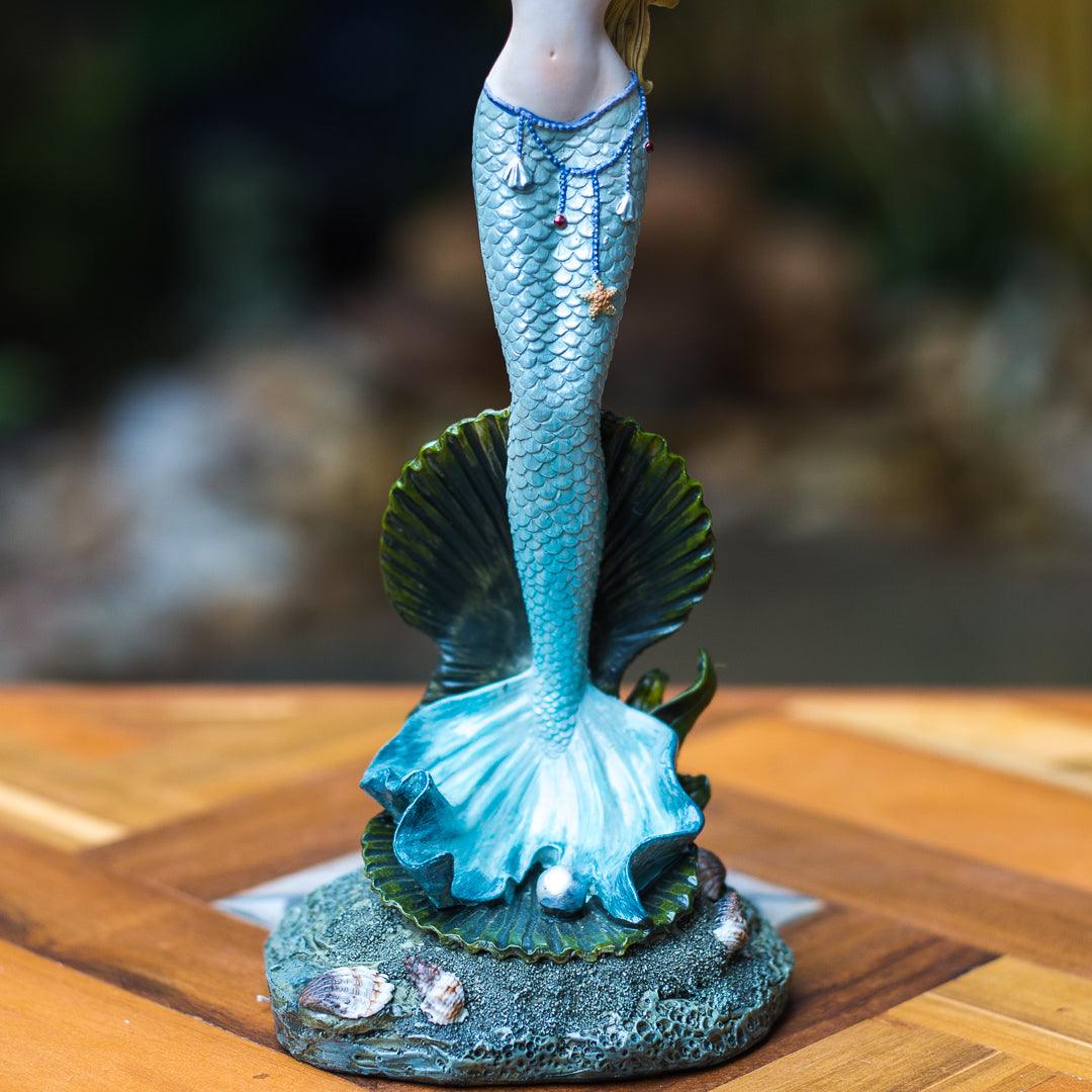 arte sereia balinese decor veronese style resin art mermaid azul concha shell