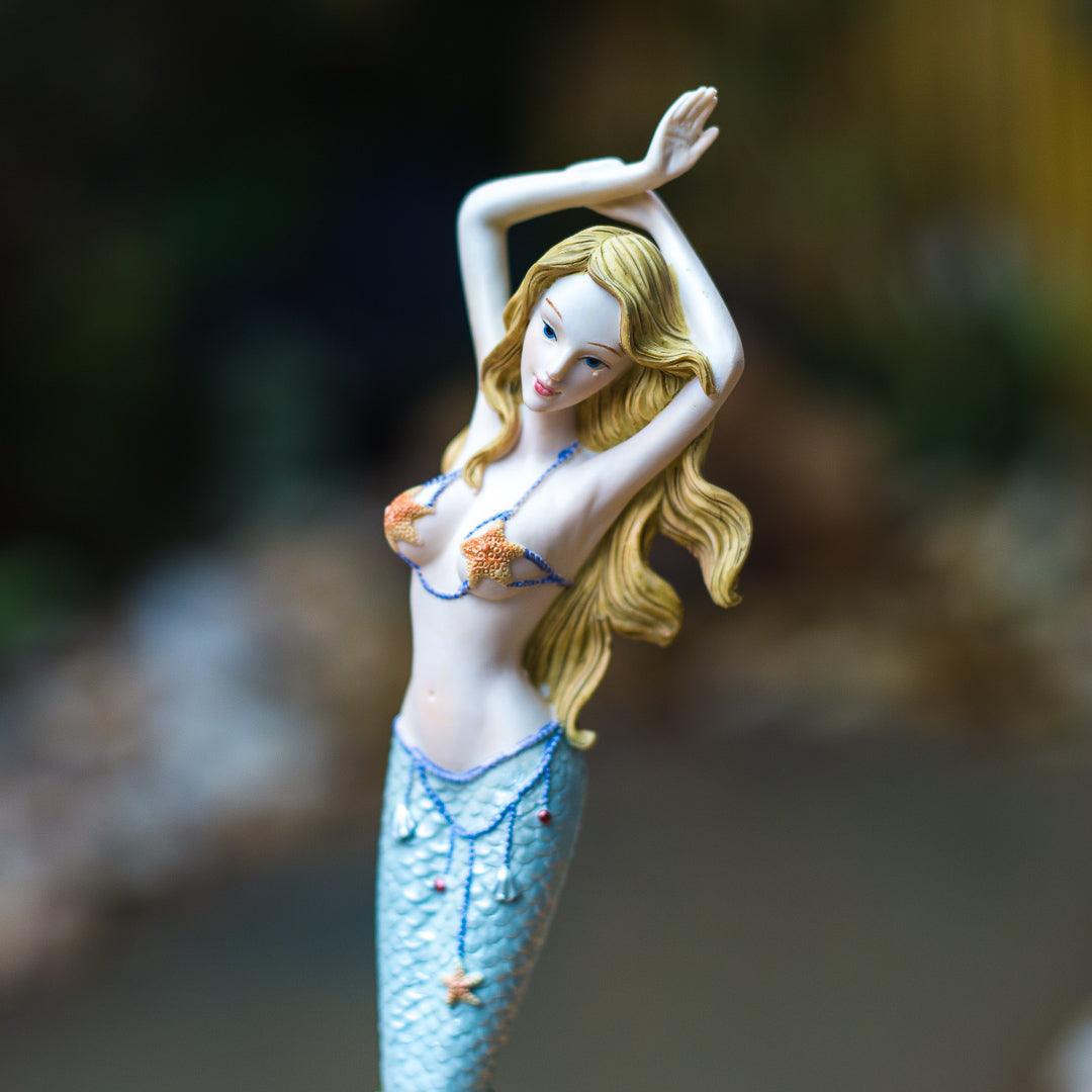 arte sereia balinese decor veronese design resin decorative art mermaid azul