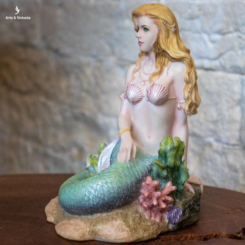 escultura sereia sentada calda verde mermaid resina veronese design artesanato decorativo home decor decoracoes artesintonia 2