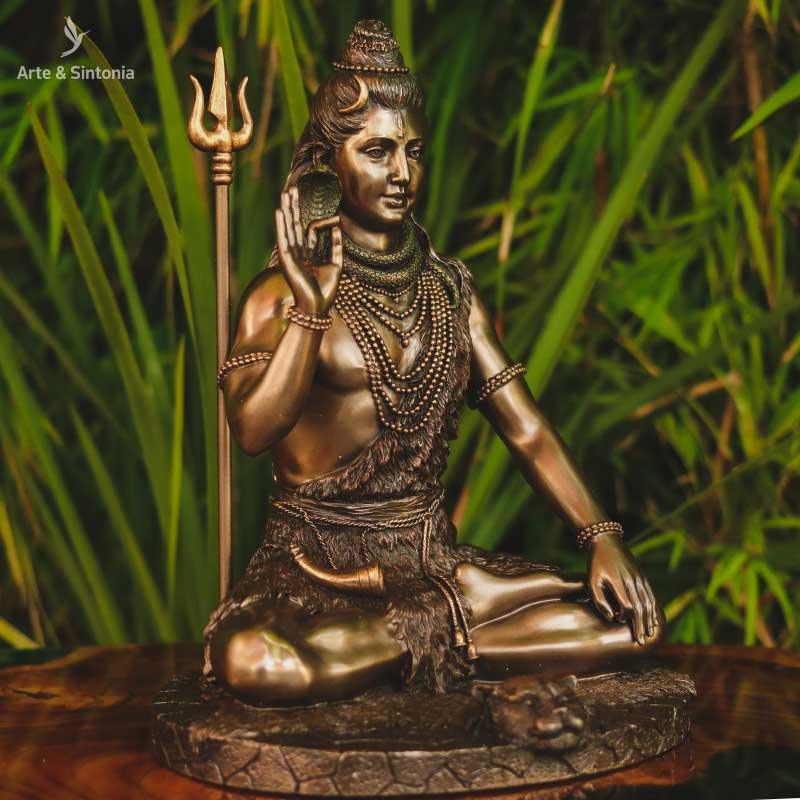 Estátua de Shiva Bronze 25cm - Arte &amp; Sintonia Deuses Hindus, esculturas, Hindus, hindus all, lancamentos, Resina, Veronese