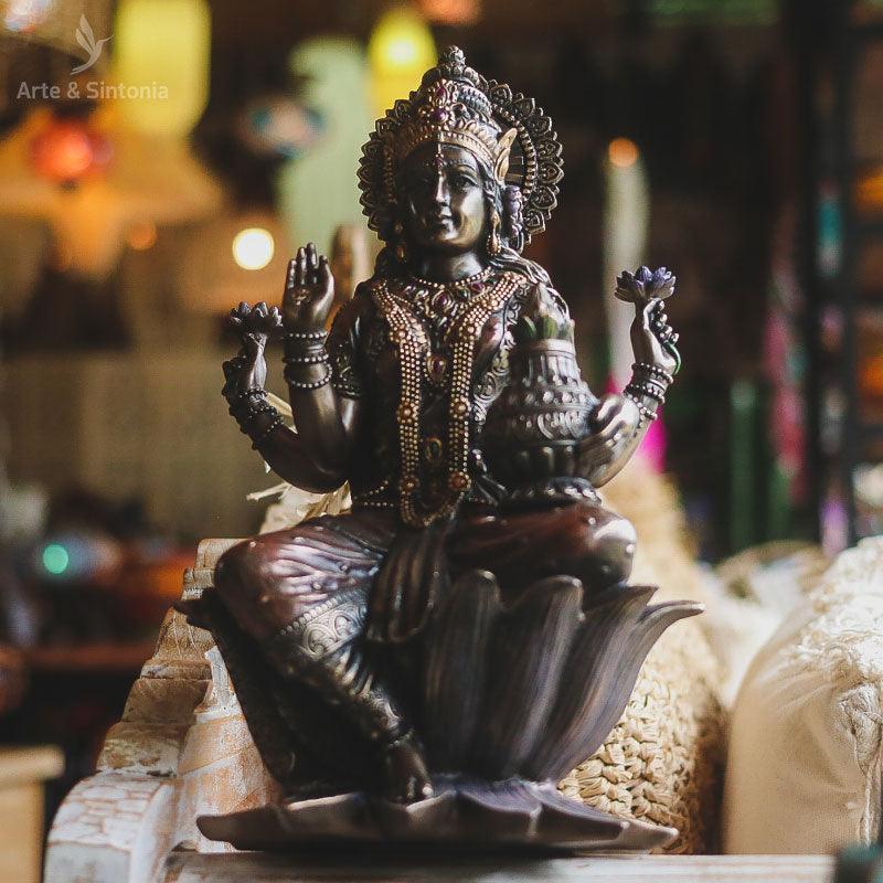 Escultura Deusa Hindu Lakshmi - Arte &amp; Sintonia Deuses Hindus, divindades, divindades all, esculturas, estatuetas zen, Hindus, hindus all, Resina, veronese, Zen