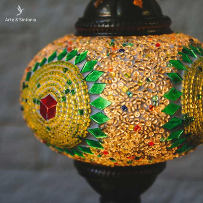 abajur lamp blue antik artesintonia mosaico colorido artesanato handmade turquia turkish turco luminaria 6