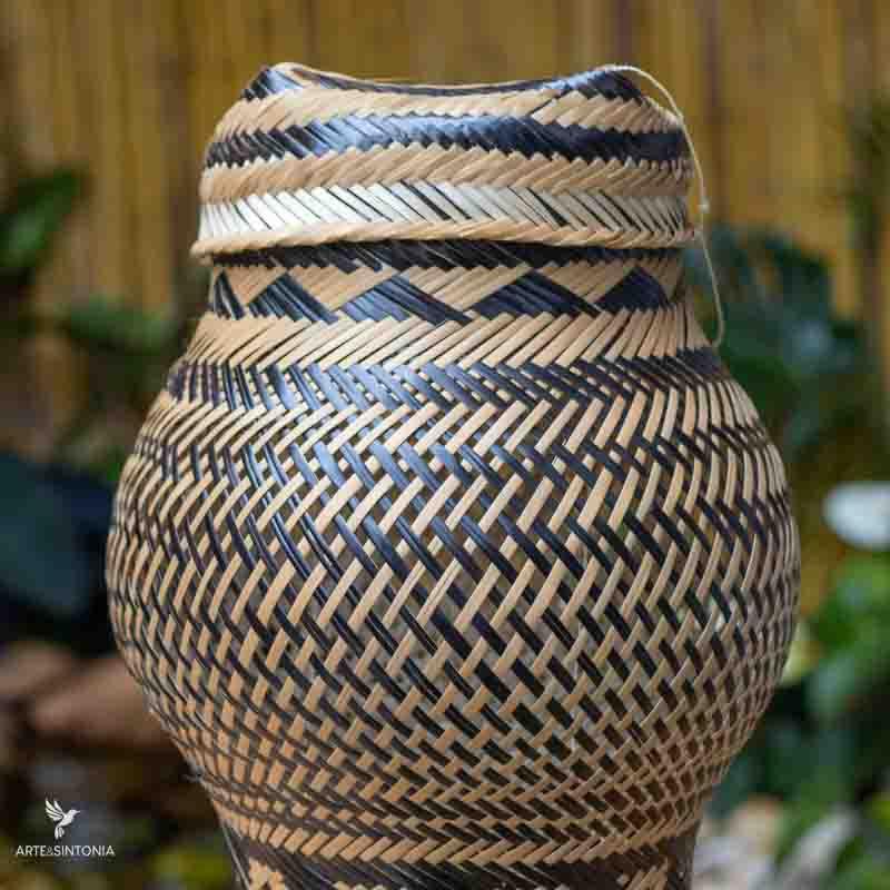 basket lid cesto tampa organizador fibra natural aruma colorido arte baniwa cestaria indigena