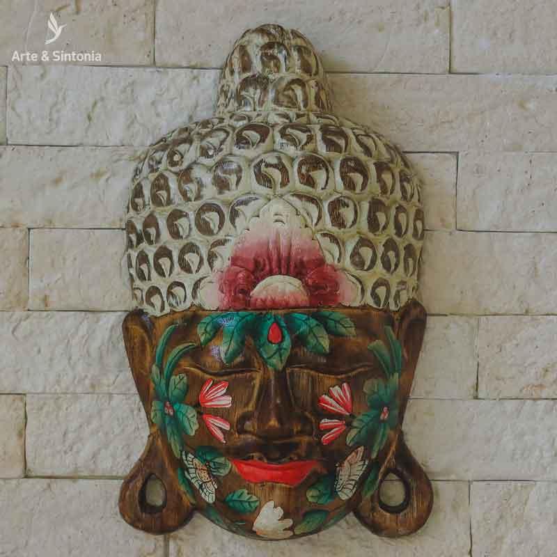 mask wood carving bali buddha handmade handycraft blue tattoo buda madeira artesintonia decoration 1