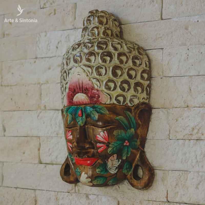 mask wood carving bali buddha handmade handycraft blue tattoo buda madeira artesintonia decoration 2