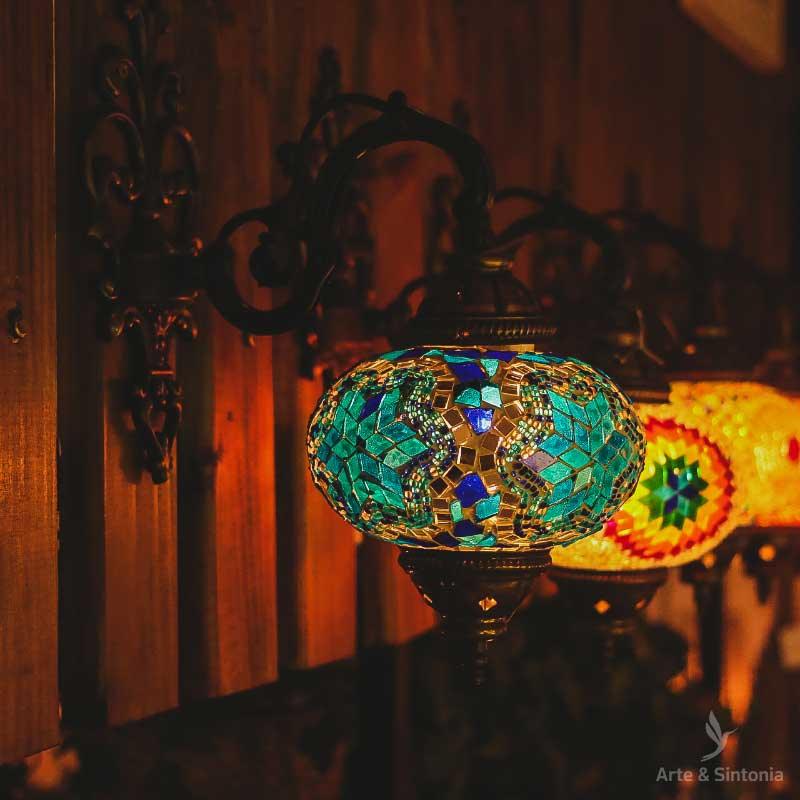 Arandela Turca Mosaico Color 35cm - Arte &amp; Sintonia arandelas, luminarias, luminarias turcas, mosaico
