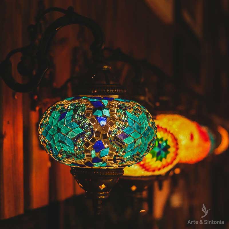 Arandela Turca Mosaico Color 35cm - Arte &amp; Sintonia arandelas, luminarias, luminarias turcas, mosaico