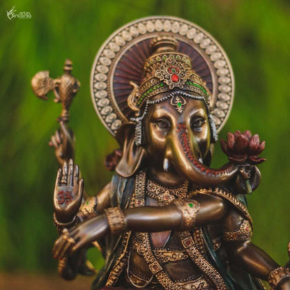 escultura decorativa deus hindu home decoration ganesh dancando pintura metalica