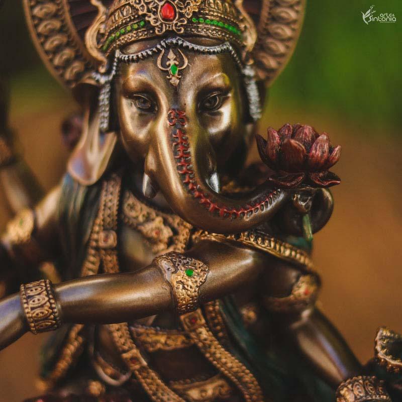 escultura decorativa hindu home decor deus ganesh dancarino pintura metalica
