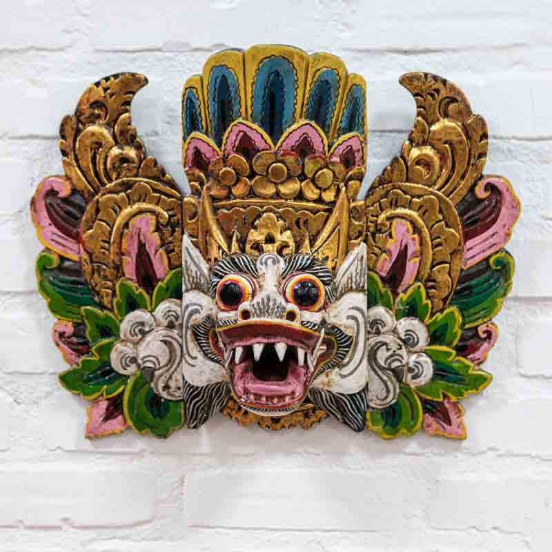 mascara decorativa madeira wood carved barong balinese rangda garuda decoracao decoration paredes wall madeira entalhada artesintonia