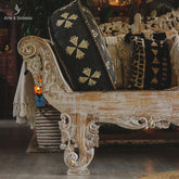 banco madeira patina decorativo arabesco arte artesao artesaos bali balines baliart artesanato movel bege bench furniture