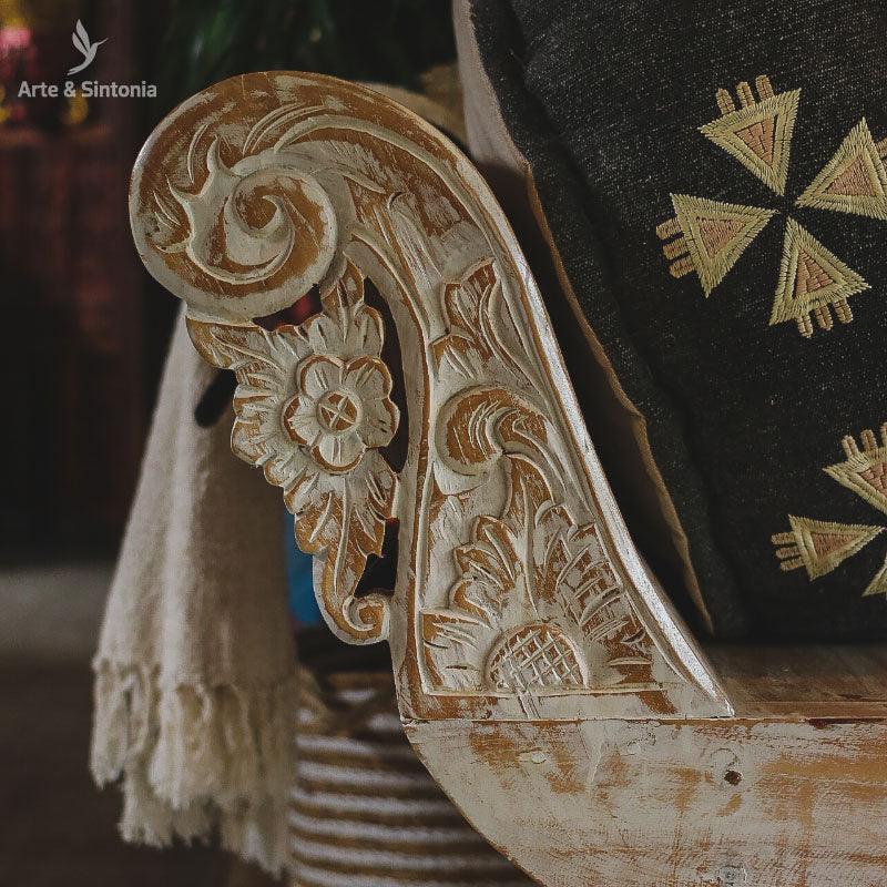 banco madeira patina decorativo arabesco arte artesao artesaos bali balines baliart artesanato movel bege bench furniture