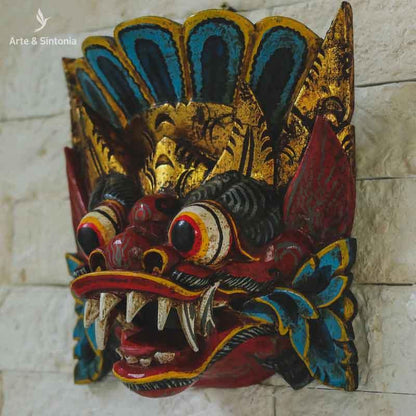 mascara mask barong divindade balinesa protetor indonesia decoracao wall paredes decoration objetos artesanais entalhados na madeira artesintonia 2