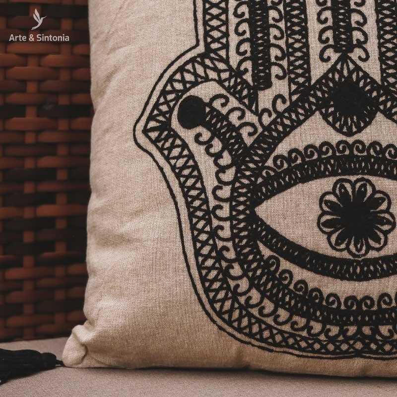 almofada quadrada preta mao fatima colorida home decor decoracao decorativa artesintonia almofada indiana almofadas indiana bordadas