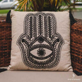 almofada quadrada preta mao fatima colorida home decor decoracao decorativa artesintonia hamsa