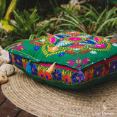 almofada puff meditacao quadrada indiana decoracao home decor zen india verde colorido bordado handmade vermelho amarelo branco rosa azul colorido detalhes yoga ambiente decorativo aconchegante