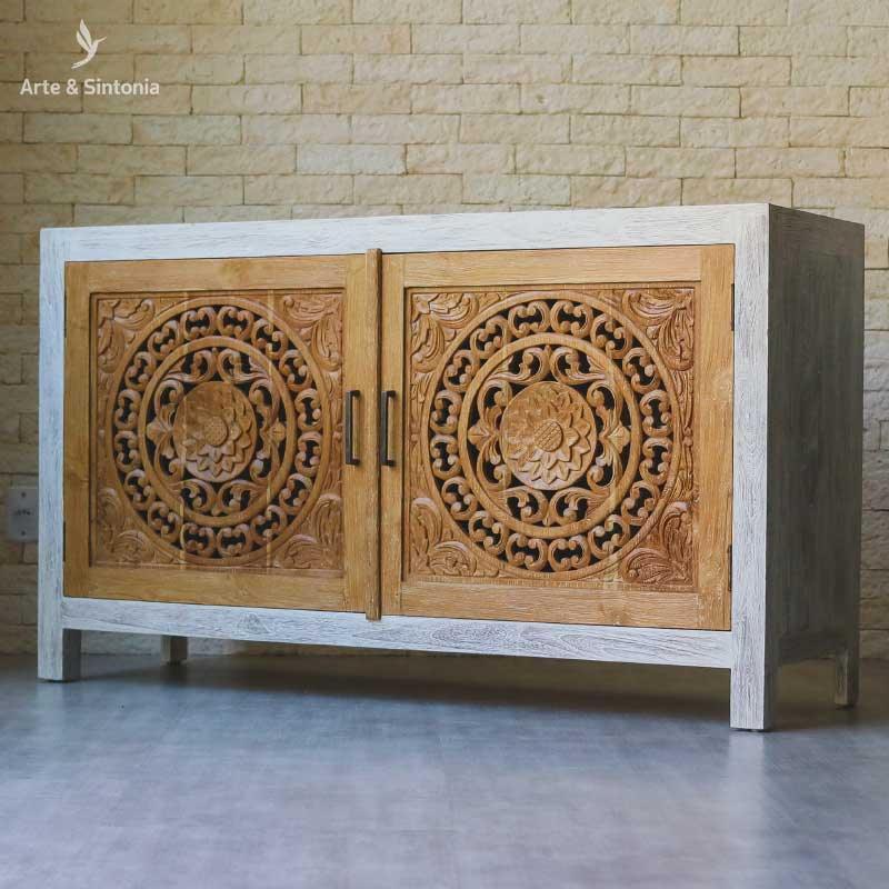 movel mobilia gabinete aparador decoracao balinesa bali objetos decorativos artesintonia madeira entalhada mandala patina boho rustico oriental artesintonia balinese wood carved carving entalhado 9