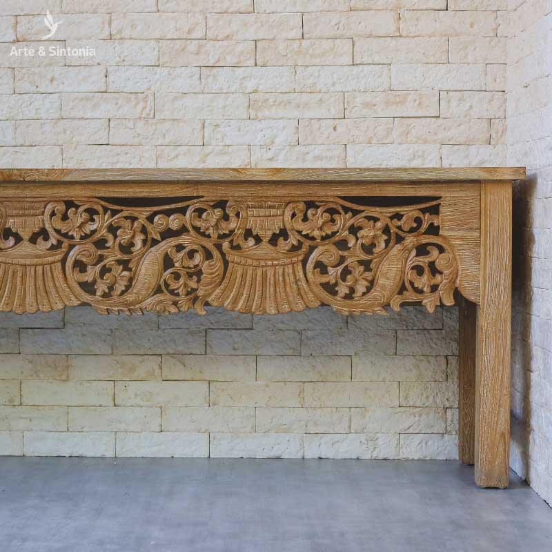 aparador madeira movel mobilia moveis decoracao decoracoes decorativo madeira entalhada entalhes florais balinese artesanato home decoration carved carving wood patina 1\3