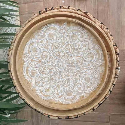 Bandeja de Bambu Mandala - Arte &amp; Sintonia arte balinesa, arte em bambu, arte utilitária, bali 22, Cestaria, facenews