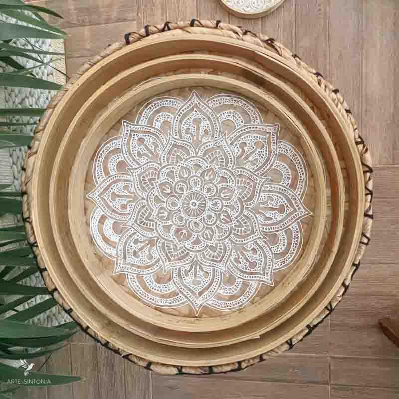 Bandeja de Bambu Mandala - Arte &amp; Sintonia arte balinesa, arte em bambu, arte utilitária, bali 22, Cestaria, facenews