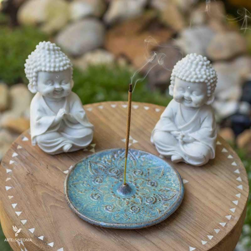 incensario artesanal atelie da vila ceramica azul escuro mandala flor artesanatos aromaterapia artesintonia 9
