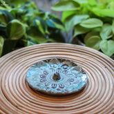 incensario artesanal ceramica azul claro mandala circulos artesanatos atelie da vila artesintonia 1