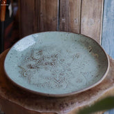 prato decorativo ceramica artesanal mandala verde claro folhas leafs home decor atelie da vila artesintonia 1 