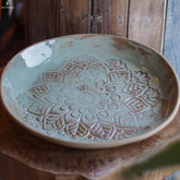 prato artesanal ceramica verde claro mandala folhas leafs home decor atelie da vila artesintonia 4