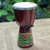 tambor aborigene djembe entalhado madeira pintura colorida feito a mao instrumento balines bali indonesia artesintonia 5