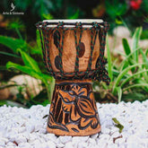 Tambor Djembê em Madeira Entalhada - Arte & Sintonia bali 2021, etnico, etnicos, instrumentos, lote1