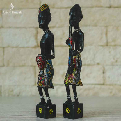 primitive art decoration escultura madeira preta músicos balineses ancestrais