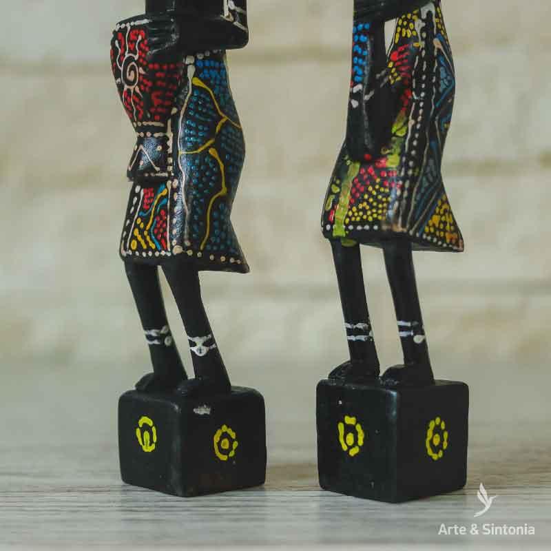 decoração étnica esculturas primitivos musicos instrumentistas handmade decorative art bali