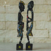 músicos aborígenes escultura decorativa wooden bali art madeira colorida pontilhismo