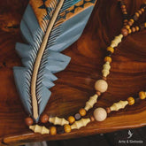 Escultura Pena c/ Cordão de Madeira - Arte & Sintonia boho, brasil design, colares, curral, esculturas, esculturas boho, lancamentos, madeira, outras esculturas