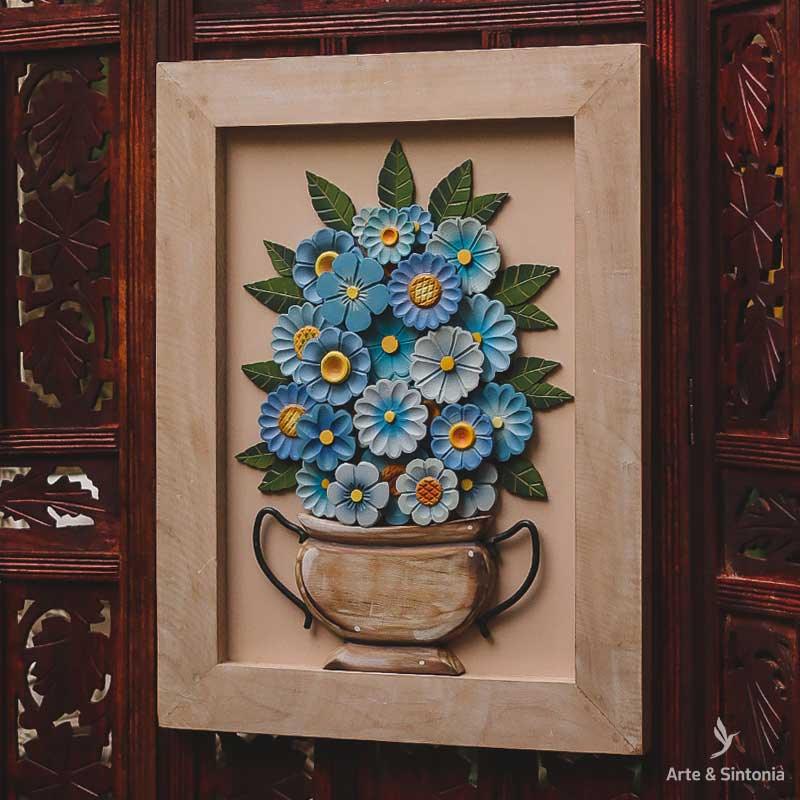 painel flores entalhadas madeira artesanato mineiro curral 2