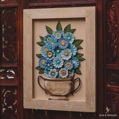 painel flores entalhadas madeira artesanato mineiro curral 2