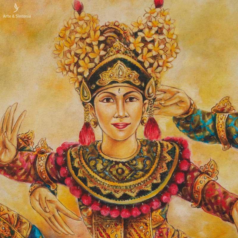 balinese-tradicional-dancers-pintura-colorida-decoracao-etnica-parede