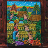 DA8-212 tela pequena trabalhadores cultura balinesa natureza artesanal artesanato home decor decoracao balinesa bali indonesia artesintonia 1