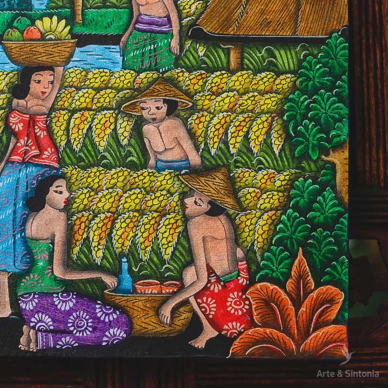 DA8-212 tela pequena trabalhadores cultura balinesa natureza artesanal artesanato home decor decoracao balinesa bali indonesia artesintonia 3
