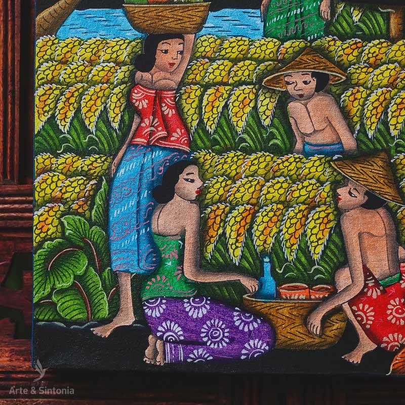 DA8-212 tela pequena trabalhadores cultura balinesa natureza artesanal artesanato home decor decoracao balinesa bali indonesia artesintonia 2