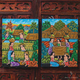 DA8-212 tela pequena trabalhadores cultura balinesa natureza artesanal artesanato home decor decoracao balinesa bali indonesia artesintonia 4